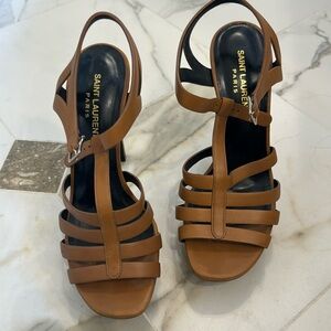 Saint Laurent tan tribute tstrap sandal size 38